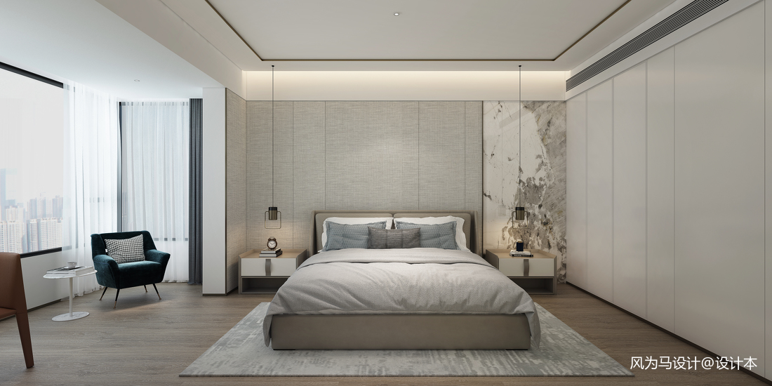 厦门棕榈城现代简约复式的高级感现代简约卧室设计图片赏析