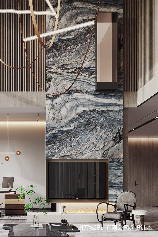 万城设计丨广州南湖别墅欧式豪华客厅设计图片赏析