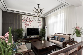 四居中式现代160㎡客厅2023装饰装修效果图