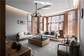 别墅豪宅中式现代493㎡客厅2023装潢设计图