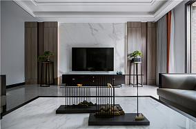 别墅豪宅中式现代400㎡客厅2023装修装饰效果图