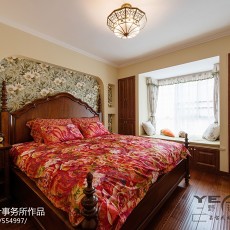 120㎡三居美式经典卧室装修设计效果图