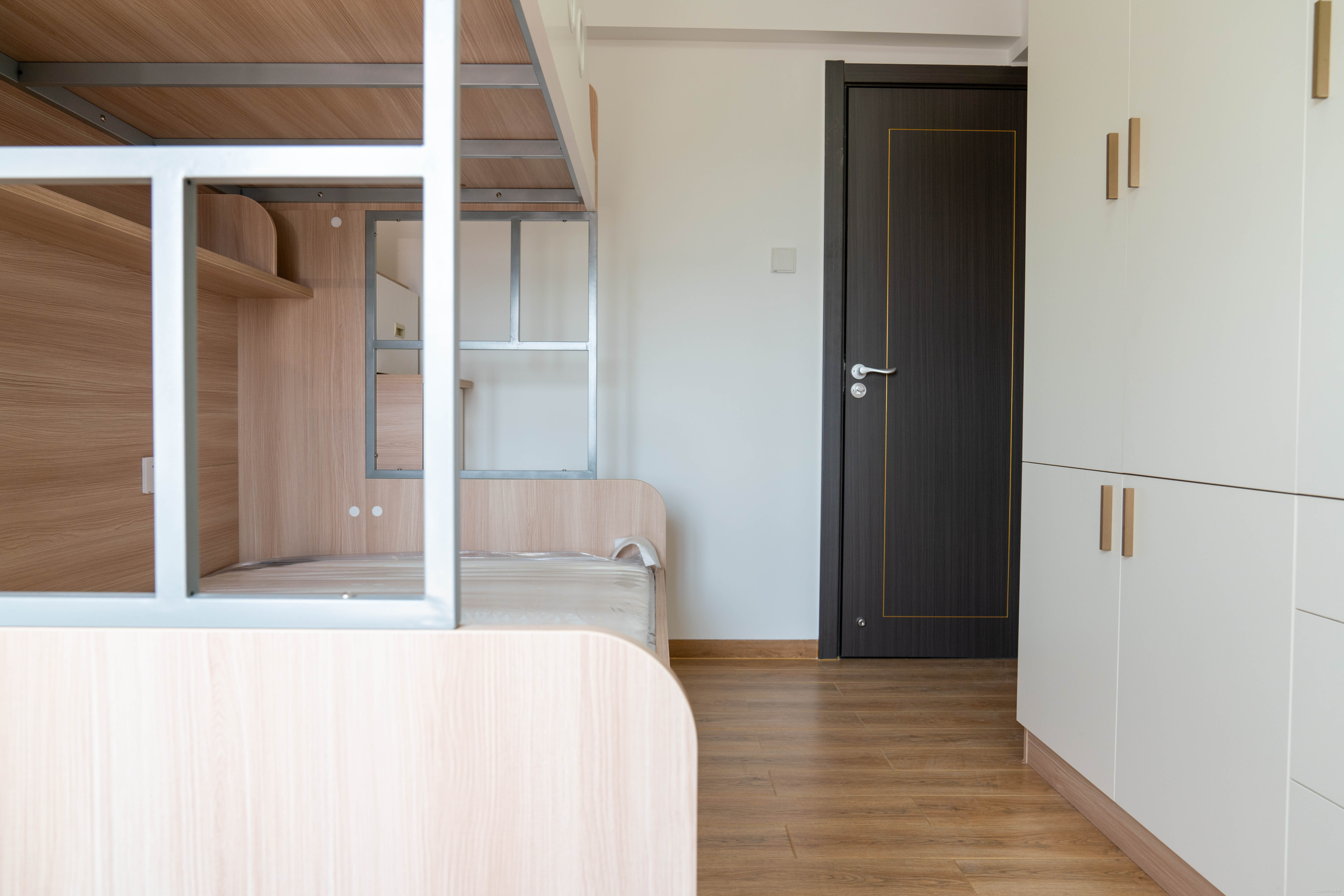 85㎡日系原木风多空间一体化设计日式卧室设计图片赏析