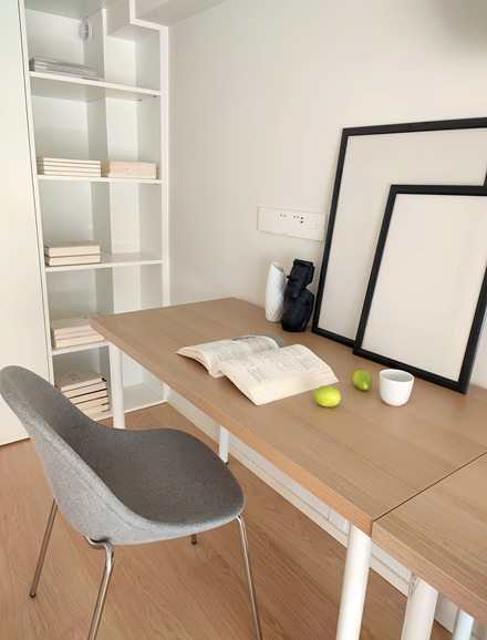 奶油风70㎡二居功能区2024装潢设计效果图