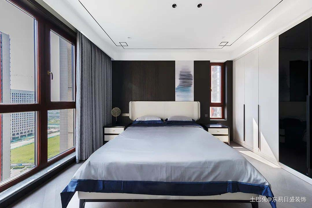 【实拍】190㎡新中式风装修设计案例实景中式现代卧室设计图片赏析