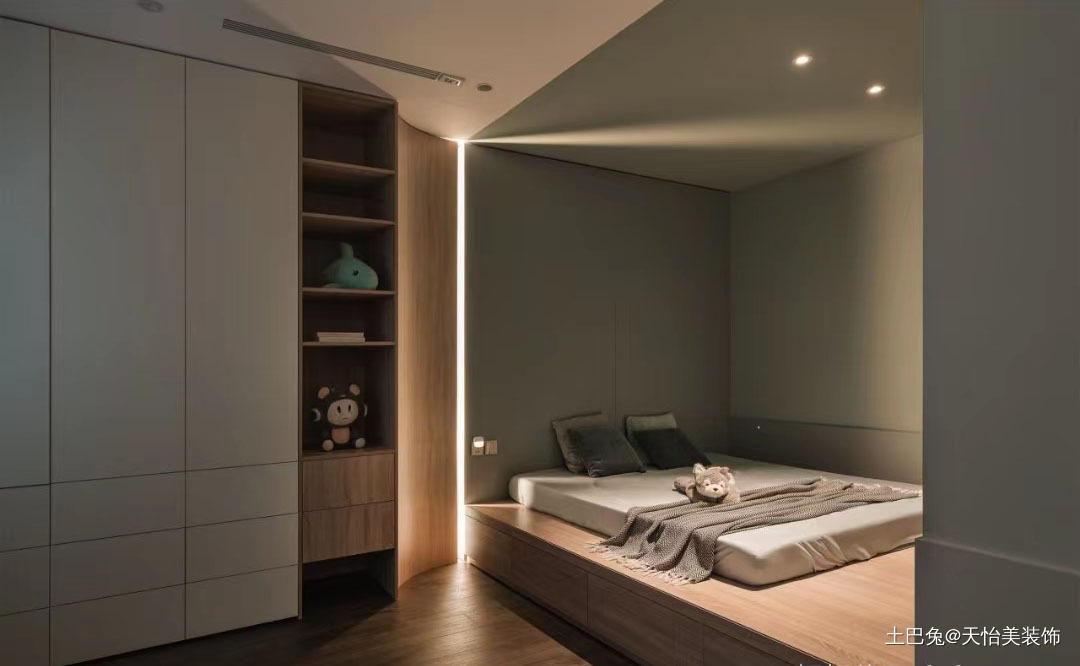 现代简约＋开放式设计空间显大又高级潮流混搭卧室设计图片赏析