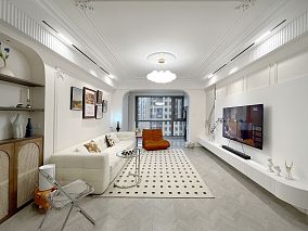 美式经典140㎡三居客厅2023装饰装修效果图