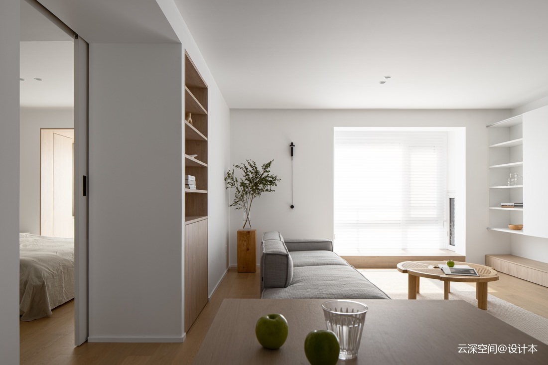 空间化零为整打造100㎡简约原木风之家现代简约客厅设计图片赏析