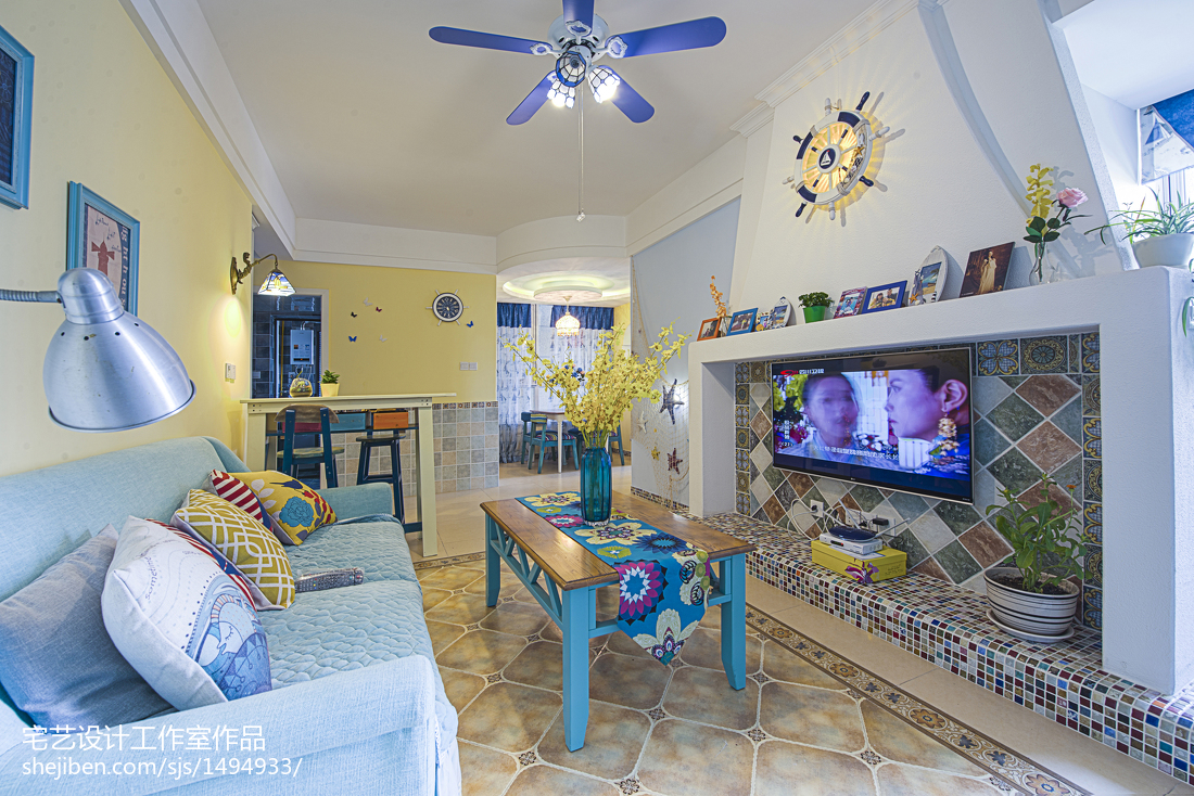 精选82平米二居客厅地中海装修设计效果图片欣赏