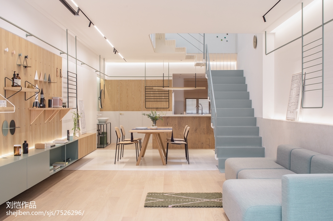 2018面积111平别墅客厅北欧设计效果图