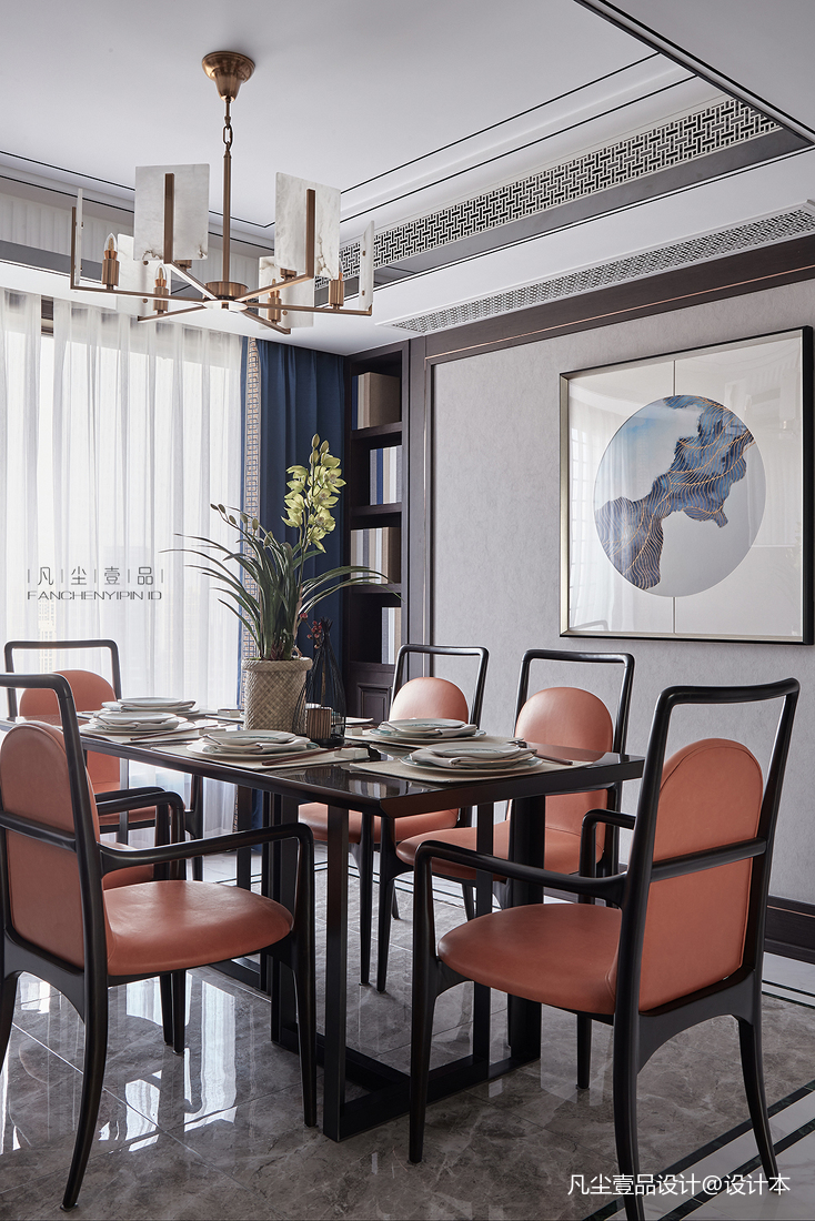 典雅48平中式复式餐厅装饰图片